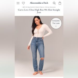 Abercrombie ultra high rise 90s straight jean size 26 R